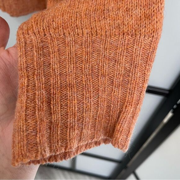 [L] Vintage Murray Brothers Scottish Wool Knit Sweater Orange & Brown 70s Print - Picture 9 of 15